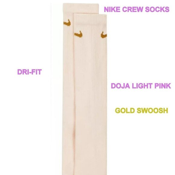 6-10 NIKE DRI-FIT EVERYDAY PLUS PERFORMANCE CREW SOCKS DOJA LIGHT PINK WOMENS - Picture 1 of 11